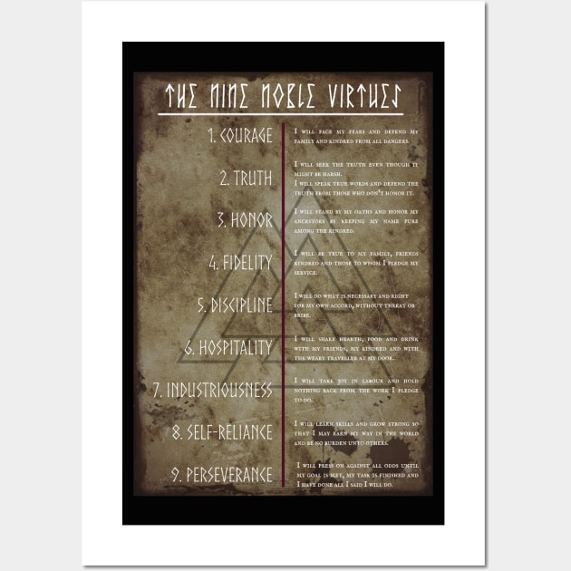 Nine Noble Virtues | Noble virtues of the warrior, Asatru Wall Art by Time Nomads